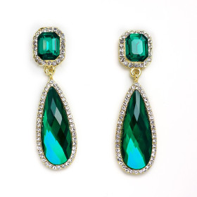 Emerald Crystal Teardrop Earring in Gold Plating