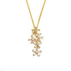 Clear CZ Necklace with Brass in Gold Plating
