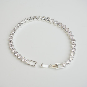 Clear Tennis Crystal Bracelet with Brass in Silver Plating