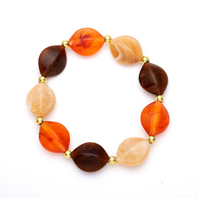 Coffee Honey and Rock Sugar Mix Stretchable Bracelet with Gold Accent