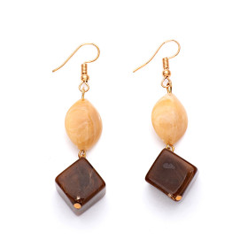 Wine Creamy Rock Sugar Mix Earrings with Gold Fish Hook