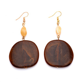 Brown Rock Sugar Earrings with Gold Fish Hook