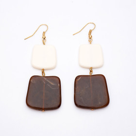 Brown Cream Earrings with Gold Fish Hook