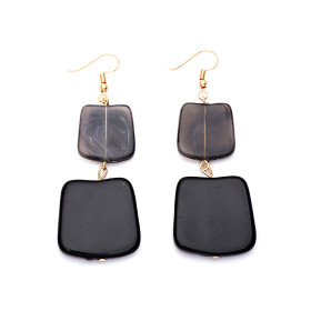 Black and Gary Earrings with Gold Fish Hook