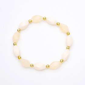 Barrel Beige Bracelet with Gold Accent