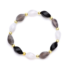 Barrel Black and Moon Light Bracelet with Gold Accent