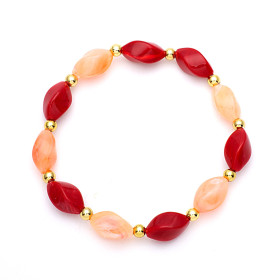 Barrel Cranberry and Rose Bracelet with Gold Accent