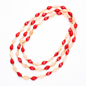 Barrel Black and Moon Light Long Necklace with Gold Accent