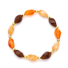 Barrel Coffee Honey and Rock Sugar Mix Bracelet with Gold Accent