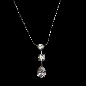 Clear CZ Necklace with Rhodium Brass Backing