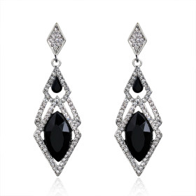 Geometric Crystal Earring-010 Jet/Cry/Rho