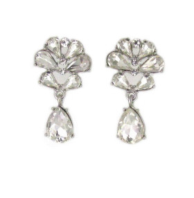 Teardrop Crystal Earring in Rhdium