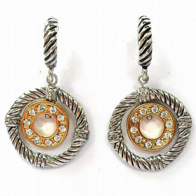 Designer Cable Weave Two Tone Earrings