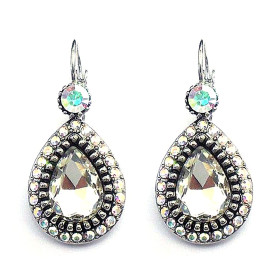 Vintage Crystal Teardrop Earrings with Level Back