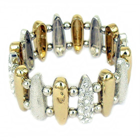 Bullets Hematite and Silver Two-Tone Strechable Bracelet