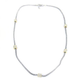 Designer Cable Weave Two Tone Cylinder Station Necklace 