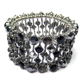 Bold Wide Band Statement Design Oversize Crytal Bracelet