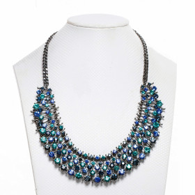 Bold Wide Collar Statement Design Crytal Necklace