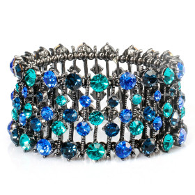 Bold Wide Band Statement Design Oversize Crytal Bracelet