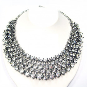 Bold Wide Collar Statement Design Crytal Necklace