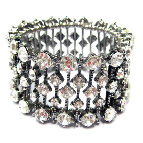 Bold Wide Band Statement Design Oversize Crytal Bracelet