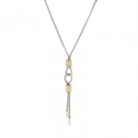 Long Designer Love Knot Two Tone Tassel Necklace