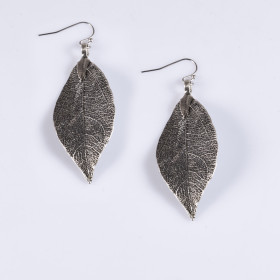 Natural Leaf Earring in Anti-Silver Plating