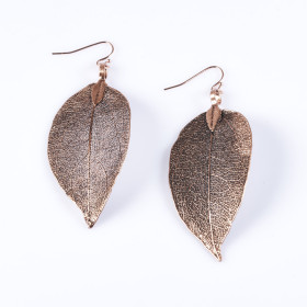 Natural Leaf Earring in Anti-Copper Plating