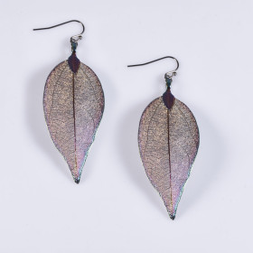 Natural Leaf Earring in Rainbow Colour