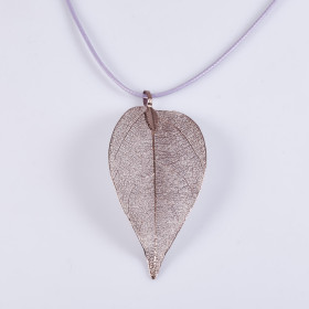 Light Purple Natural Leaf Short Necklace with Purple Cord