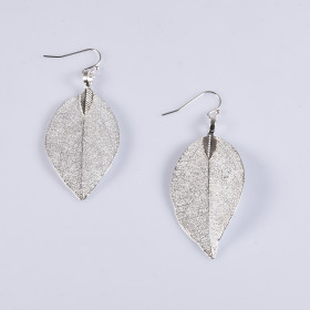 Natural Leaf Earring in Silver Plating