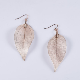 Natural Leaf Earring in Rose Gold Plating