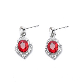 Victorian Filigree Red Earrings