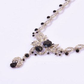 Crystal Leaf Bunch Styled Necklace