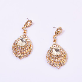 Crystal Peacock Eye Feather Style Earrings