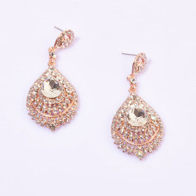 Crystal Peacock Eye Feather Style Earrings
