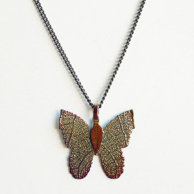 Butterfly Necklace with Chain in Rainbow