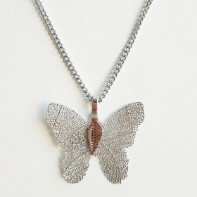 Butterfly Necklace with Chain in Rhodium