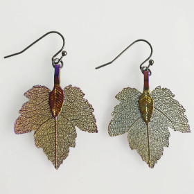 Natural Leaf Earring in Rainbow Colour