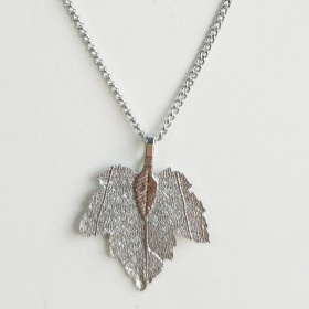 Natural Leaf Necklace in Rhodium