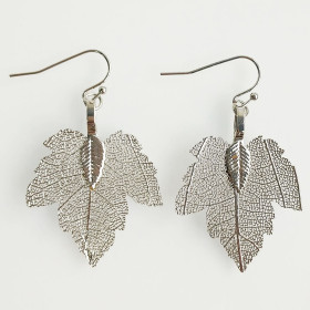 Natural Leaf Earring in Rhodium