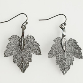 Natural Leaf Earring in Gnmetal