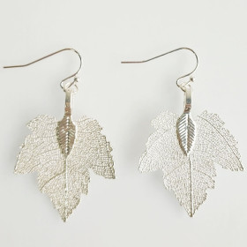 Natural Leaf Earring in Silver