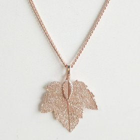 Natural Leaf Necklace in Rose Gold