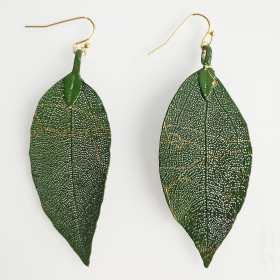 Natural Leaf  Green Tone Earring in Gold