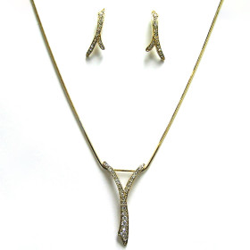 Delicate Y Shape pave crystal set