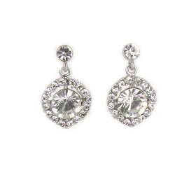 One Round Crystal Dangling Earrings 