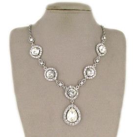 Fancy Crystal Necklace with Crystal Teardrop