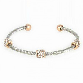Designer Cable Weave Two Tone Cylinder Cuff 