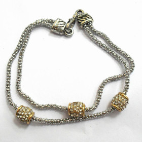 Designer Cable Weave Two Tone Cylinder Two Strands Bracelet